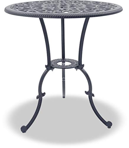 Homeology BANGUI Luxurious Garden & Patio Table & 2 Large Chairs with Armrests Cast Aluminium Bistro Set Grey