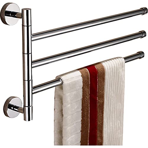 HIGOH Towel Racks, Towel Rail for Bathroom,High-Grade All-Copper Movable Hand Towel Holder,Movable Rod 3 Rods Rotatable Bathroom Bathroom Towel B