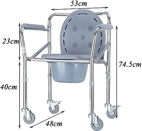 CNAOHGHN The Elderly Toilet Chair without Footrest, Bathroom Chair with Wheels for Elderly Disabled Bathroom