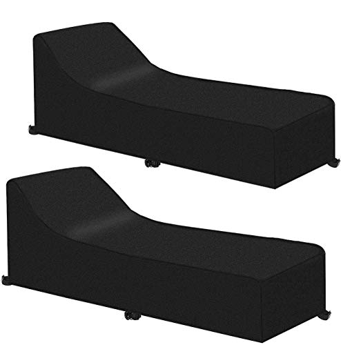 INMUA Sun Lounger Covers 2 Pack Outdoor Garden Sunbed Cover, Waterproof, Windproof, Anti UV, Heavy-Duty Garden Rattan Patio Furniture Protector (