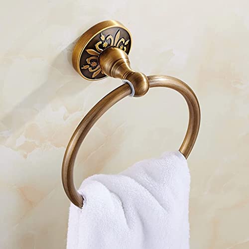 RAKUTE Antique Towel Rack Towel Ring, Space Aluminum Retro Towel Hanger Bath Towel Rack, Wall Mount Bathroom Ring