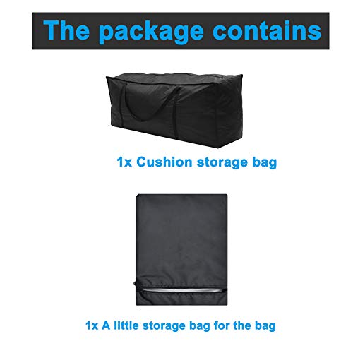 Flymer Garden Cushion Storage Bag Outdoor Storage Bag for Patio Cushions with Durable Handles Black (173 * 76 * 51cm)
