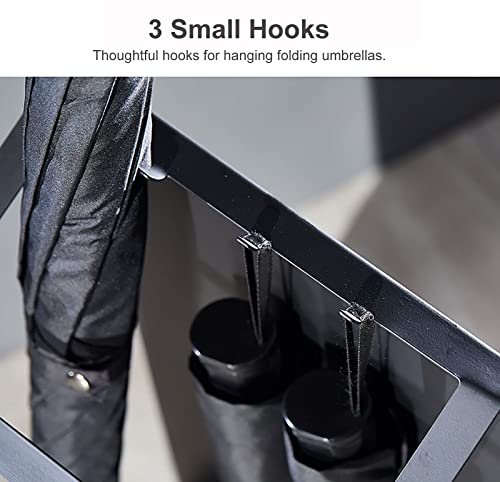 FBITE Umbrella Stands,Nordic Style Metal, Iron Umbrella Rack with Removable Drip Tray and 3 Hooks, Prefect for Entrance Area, Bookstore, Library