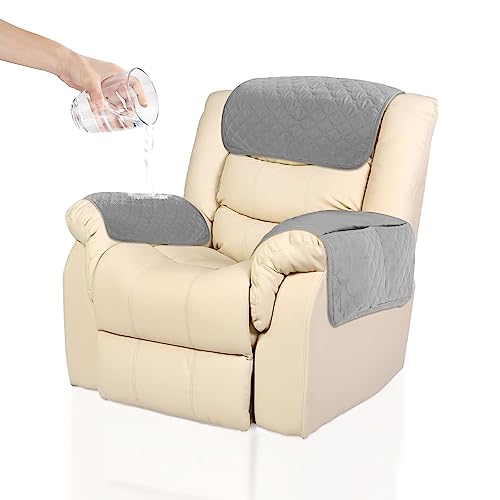 Kaket Armrest Cover, Headrest Cover for Recliner Sofa 3pcs Waterproof Recliner Chair Covers, Nonslip Armrest Slipcover Furniture Protector for Re