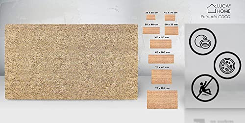 LucaHome Natural Coconut Doormat, 70 x 40 cm, with Non-Slip Backing, Smooth Coconut Mat, Absorbent, Ideal for Exterior Doors or Hallways