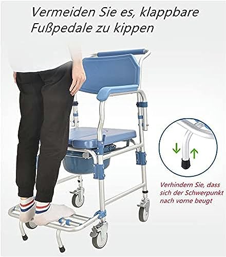 CNAOHGHN Multifunction Toilet Chair, Portable Stool for Bathroom Wheels with Potty, U-Shaped Bathroom Shower Chair, Waterproof with Armrests and