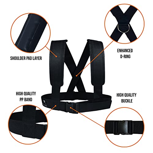 Strength & Power Training Bungee/Belt | Up to 35kg Resistance Band | Durable Waist Strap, Harness & Clip| Extra Strong 3 Metre Stretch | Sports/G
