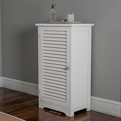 Lavish Home Bathroom Floor Cabinet-Free Standing Storage Cupboard, Medium, White
