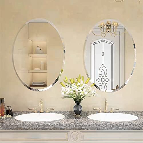 Nucovak 20 "x28 Oval Beveled Mirror/1 "Beveled Polished/Bathroom Frameless Mirror/Minimal Decoration Style Suitable for Bathrooms, Entrances, Liv