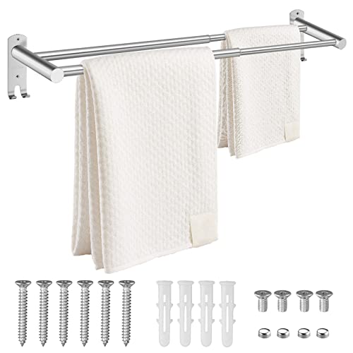 Double Towel Rail Tanice Stainless Steel Towel Rail Retractable 40-70 cm/15.75-27.56 Inch Towel Rack Wall Mounted with Screws for Bathroom and Ki