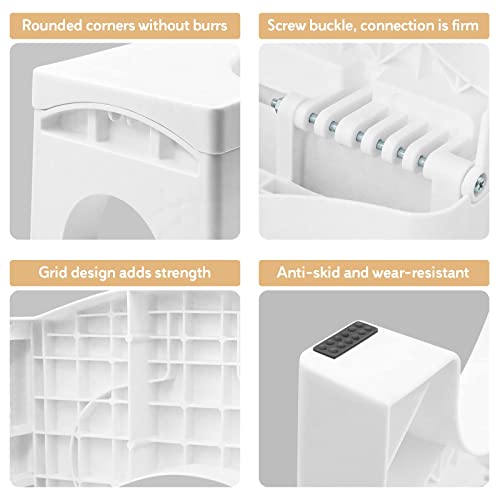 Newthinking Toilet Stool for Adults, 7 inch Plastic Non-Slip Bathroom Folding Toilet Stool for Anti Constipation Natural Comfortable Toilet Aids,