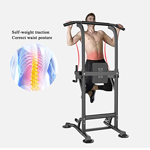 Power Tower Workout Pull Up & Dip Station for Home Gym Strength Training Fitness Equipment, 6 Height Adjust, 660lb Weight Capacity