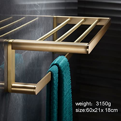 HIGOH Towel Racks, Bathroom Towel Rack Wall Mounted Towel Holder,Bathroom Accessory Brass Brushed Shelf,Towel Rack Towel Bar Towel Holder Bath Ha