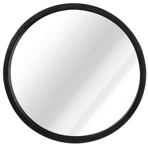 JJUUYOU Rustic Circle Wall Mirror 50CM for Home Decor Rustic White Round Mirror for Bathroom Wall decor Wood Frame Mirror for Living Room, Bedroo