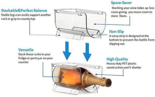 MSYU Plastic Free-Standing Water Bottle and Wine Rack Storage Organizer for Kitchen Countertops, Table Top, Pantry, Fridge - Stackable, Each Rack