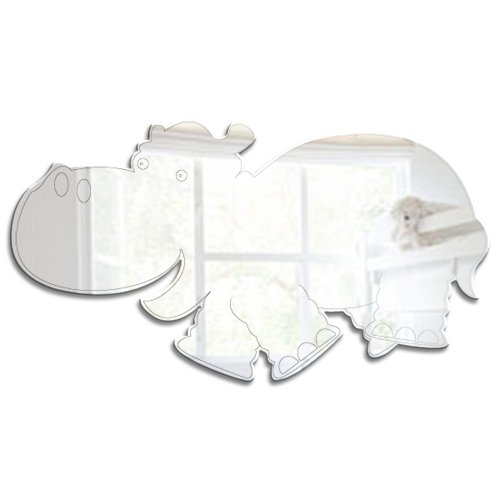 Mungai Mirrors 15cm Jungle Hippo Acrylic Mirror, Silver, 216