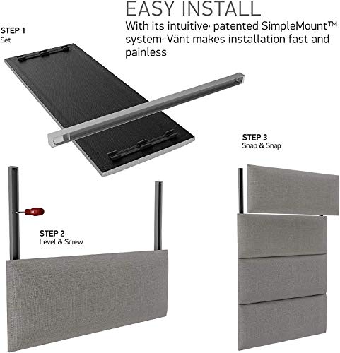 VANT Upholstered Accent Wall Panels - Packs of 4 - Easy to Install - Twin-King Size Headboard (76cm Wide, Metallic Silver)