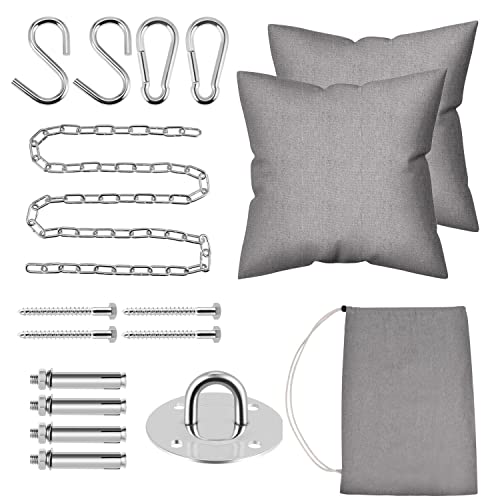 Flexzion Hammock Chair Swing, Hanging Swing Seat for Bedroom, Porch, Backyard, Garden, Indoor, Outdoor Hammock Chair with 2 Cushion Seats, 2 Insi