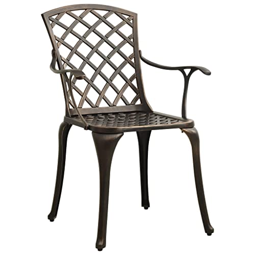 vidaXL Biatro Set 5 Piece Outdoor Furniture Set Balcony Bistro Table and Chairs Patio Garden Balcony Table Seats Furniture Cast Aluminium Bronze