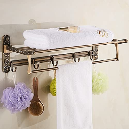 HIGOH Towel Racks,Bathroom Towel Rack Wall Mounted Towel Holder,European-Style Towel Rack,Antique Towel Holder,Bathroom Space Aluminum Rack,Retro