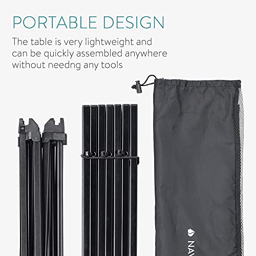 Navaris Portable Folding Camping Table - Small Aluminium Outdoor Fold Away Table with Storage Bag - Foldable Picnic Table for Garden, BBQ - Black