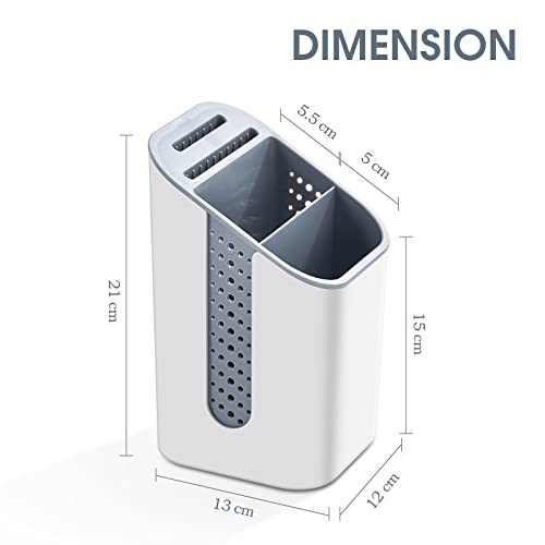 KINGRACK Cutlery Drainer and Sink Caddy, 4-Compartment Storage Organizer for Flatware, Forks, Knives, Spoons and Brushes, Compact Multi-Purpose S