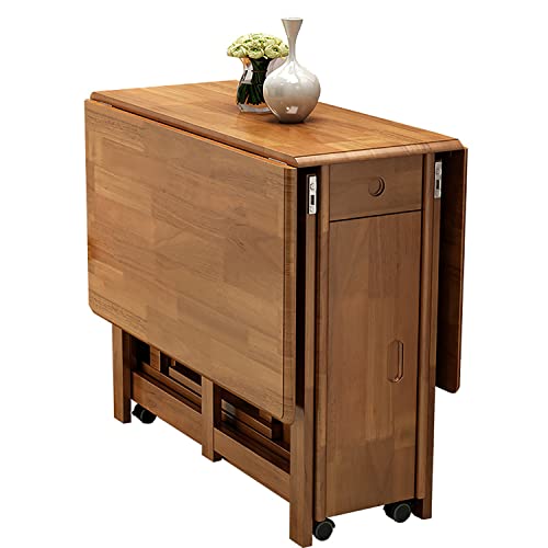 DISHENGZHEN Folding Dining Table Space Saving Dinner Table Set Extendable Dining Kitchen Table, Folding Dining Table, Folding Switch Lock, Round