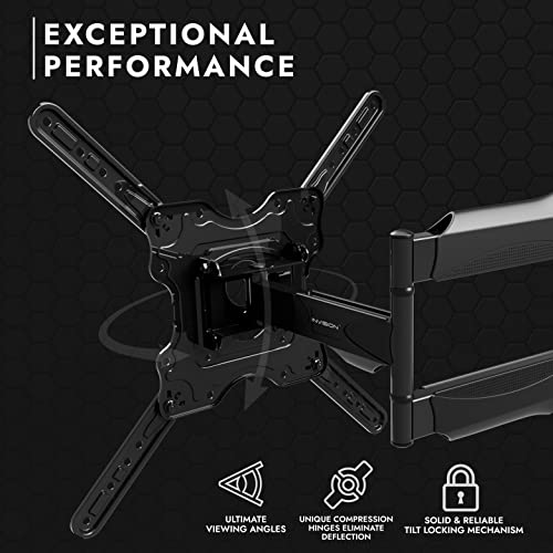 Invision TV Wall Bracket Mount for 24-60 Inch Screens, VESA 100x100mm up to 400x400mm, Tilts Swivels & Extends for Flat & Curved TVs, Includes Sp