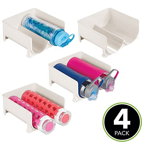 mDesign Set of 4 Modern Bottle Holder – Stackable Water Bottle Holder for Various Drink Bottles – Stylish Kitchen Accessories Set for The Kitchen