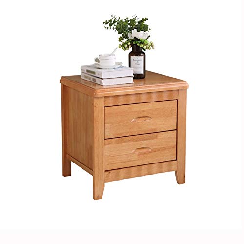 JYDQM Natural Wood Color Solid Wood Bedside Table, Bedroom Double Drawer Design Bedside Table
