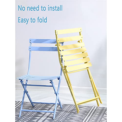 Sijux Indoor/Outdoor 3Pc Metal Folding Set, Foldable Table And Chairs, Thicken 2 Chairs And 1 Table Cafe Garden Dining Set Folding Outdoor Tables