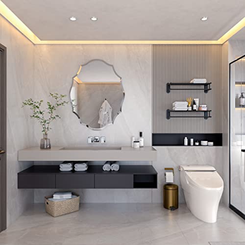 Special-shaped Vanity Wall Mirror: Elegant Artistic Look 5mm Thick Art Shape HD Mirror Hung Mirrors 55.9x0.5x71.1cm Silver Walls Mirror Furniture