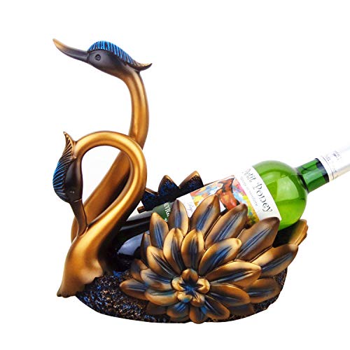 PIBM Stylish Simplicity Double Swan Wine Rack Bronze Continental Home Desktop Porch Bar Decorations Living Room Wine Cabinet Decoration Creative