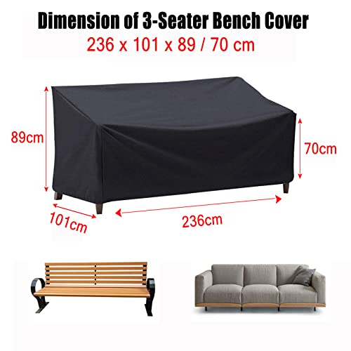 LCGOD Garden Bench Covers 3 Seater, Bench Covers Waterproof, Windproof, Anti-UV,Rip Proof, Heavy Duty600D Oxford Fabric Love Seat Covrs (236x101x