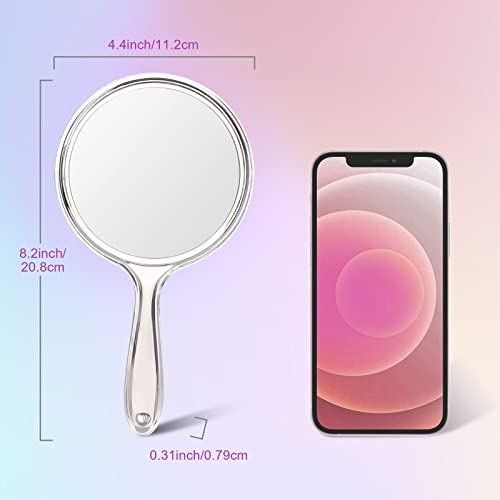letcdfer Mirror Handheld 1X & 3X Hand Mirror With Handle Double Sided Handheld Mirror Makeup Mirror Magnifying (11 * 20 cm)
