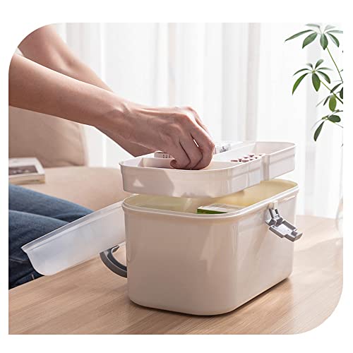 LIKEUDO Medicine Organizer Box First Aid Health Emergency Storage Box Large Capacity Medicine Storage Bins with Lid (L)