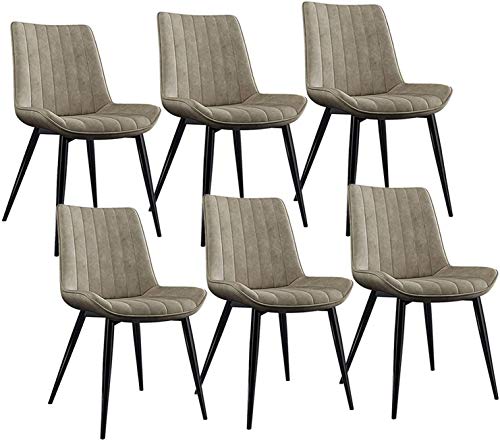 Modern Kitchen Dining Room Chairs Dining Chairs Set Of 6 Kitchen Counter Chairs Leisure Living Room Corner Chairs With Metal Legs PU Leather Seat