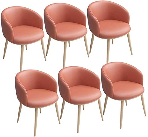 Modern Kitchen Dining Room Chairs PU Dining Chairs Set Of 6 Vintage Kitchen Chairs Leather Seat With U-Shaped Backrest Metal Legs Armchairs For D