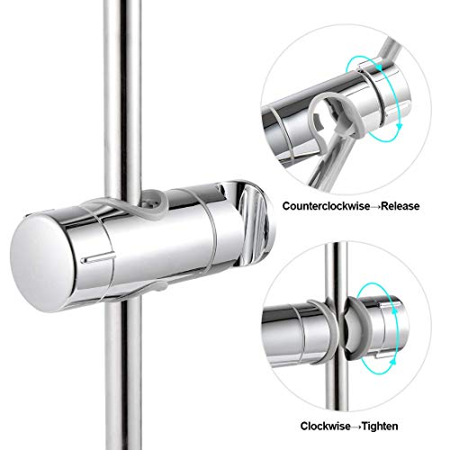 Joyoldelf Shower head holder, Adjustable ABS Replacement Hand Shower Bracket Shower Rail Head Slider Clamp Holder Bracket, Chrome Plated (19-25MM