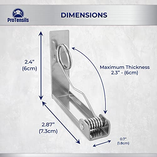 ProTensils 6 Pack Spring Tablecloth Clips Stainless Steel for Picnics, Outdoor Tables up 2.3" or 5.8cm table thickness