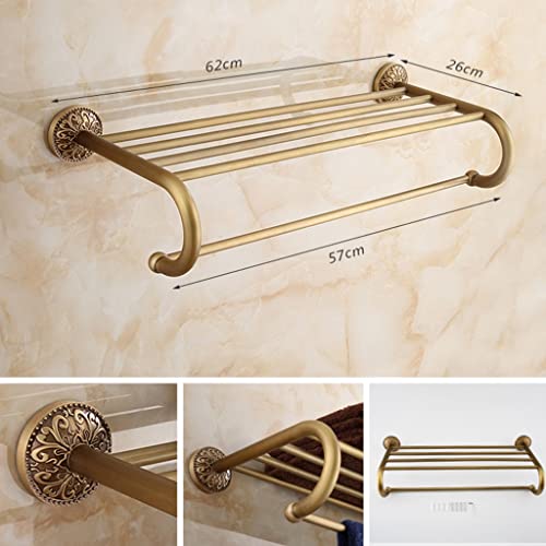 HIGOH Towel Racks,Bathroom Towel Rack Wall Mounted Towel Holder,Antique European Pastoral Style Bath Towel Rack,Retro Towel Holder,All Copper Tow