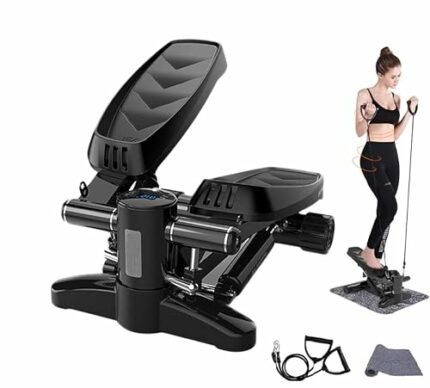 SEVENIST Steppers for Exercise - Mini Stepper with Resistance Bands & LCD Monitor, Stair Stepper Exercise Equipment with 330 LBS Weight Capacity,