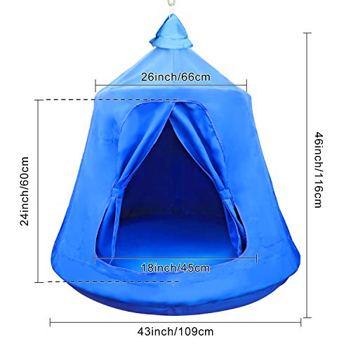 MIMIEYES Hammock Swing Waterproof Hanging Tent with LED Lights Maximum Load 330 lbs (blue)