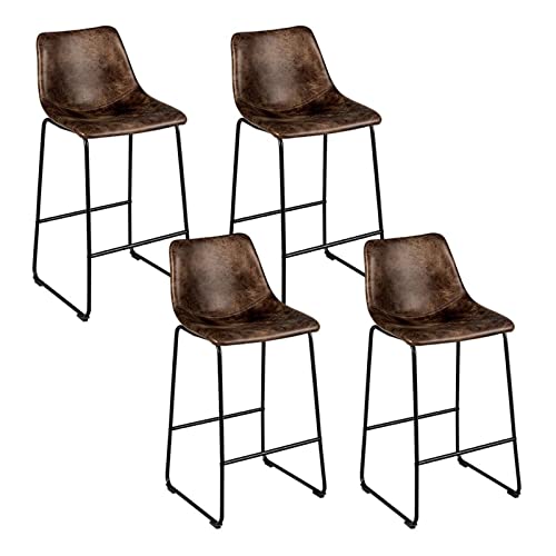 LUKEO Set of 4 Bar Suede Upholstered Kitchen Dining Chair w/Metal Legs (Color : Argento, Size : 19" x 18.5" x 40")