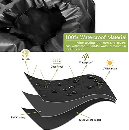 Garden Furniture Cover,170X120X74cm Garden Table Cover 420D Heavy Duty Oxford Polyester Outdoor Patio table Covers Rectangular Cover Windproof,Wa