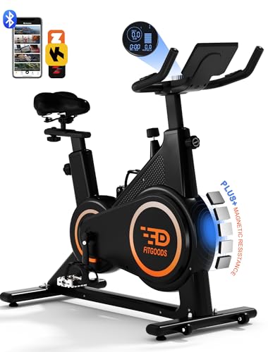 FitGoods Exercise Bike Stationary Bike with Magnetic, Indoor Cycling Bike Stationary for Home, Spin Bike with Comfortable Seat Cushion and Digita