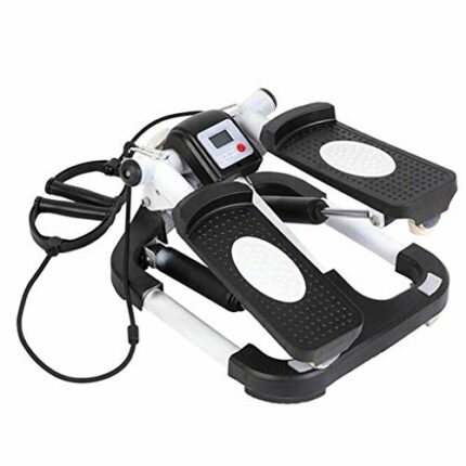 N/A Fitness Stepper Step Machine w/Wide Non-Slip Pedals Resistance Bands and LCD Monitor White 33.5 * 29.5 * 19cm