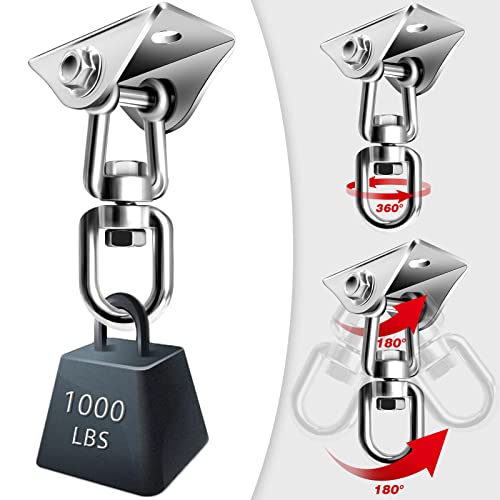 Heavy Duty Swing Hanger Hook 360°Rotate Hanging Chair Hook Ceiling Hook for Hammock Swing with Bolts Screws Stainless Steel Hammock Chair Hanging