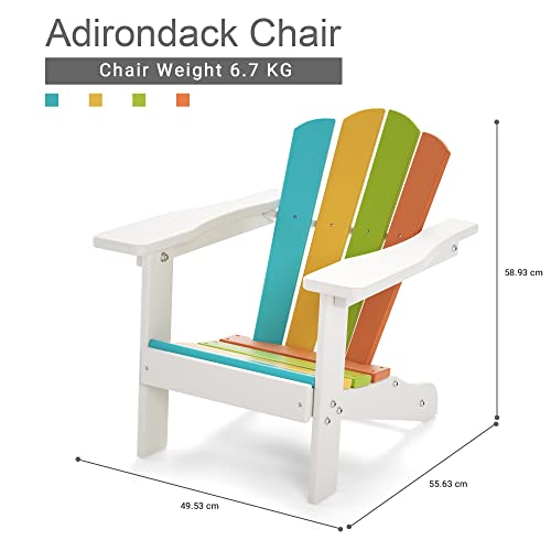 TORVA Kids Adirondack Chair, Outdoor Garden Chair for Children, Adirondack Chairs for Patio Porch Patio Backyard Fire Pit, Recyclable & Weather R