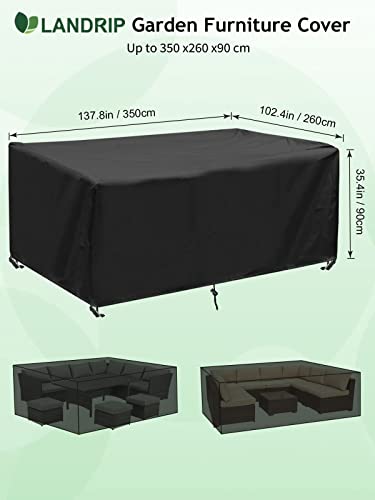 Landrip Garden Furniture Covers, Extra Large Outdoor Garden Table Covers Rectangular, Waterproof, Anti-UV, Heavy Duty 420D Patio Set Furniture Co